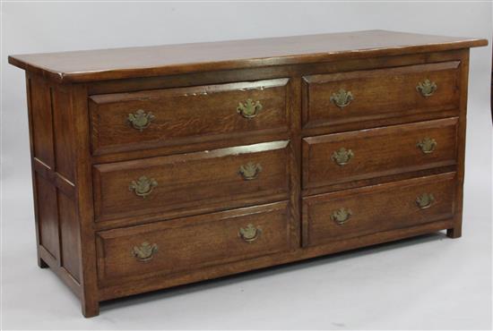 A large 18th century style oak chest, W.6ft